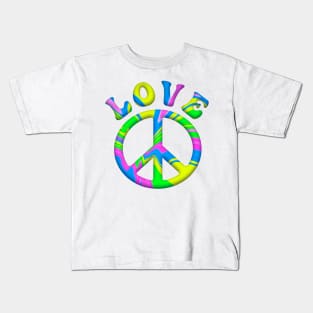 Retro Tie Dye Love and Peace Sign Kids T-Shirt